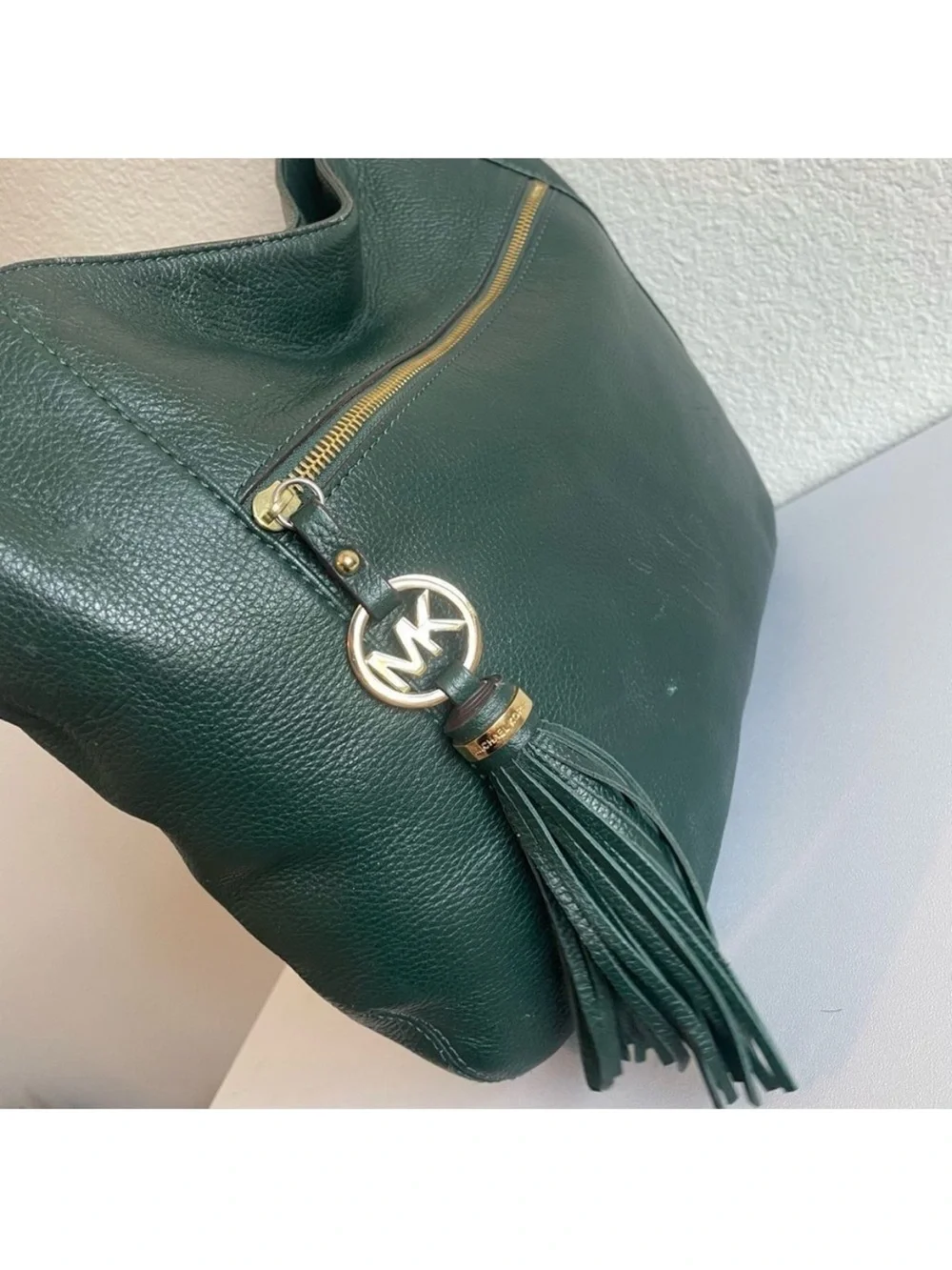 Michael Kors Green Leather Fulton Bedford Shoulder Bag Jet Set Selma